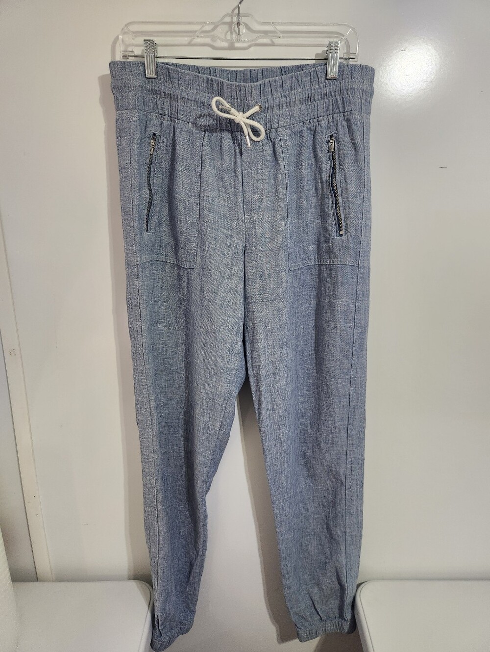 Athleta Casual Drawstring Jogger Pants - Light Chambray Blue, Size 10 Tall